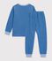 Pyjama enfant en velours c&ocirc;tel&eacute; uni bleu