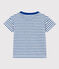 Gestreept katoenen T-shirt voor jongens/meisjes wit MARSHMALLOW/blauw PERSE