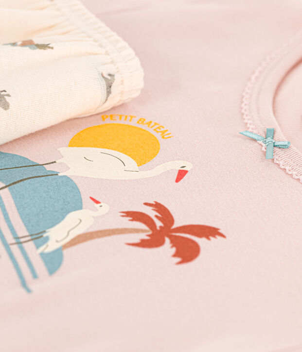 Pyjacourt animaux en coton petite fille rose/multicouleur