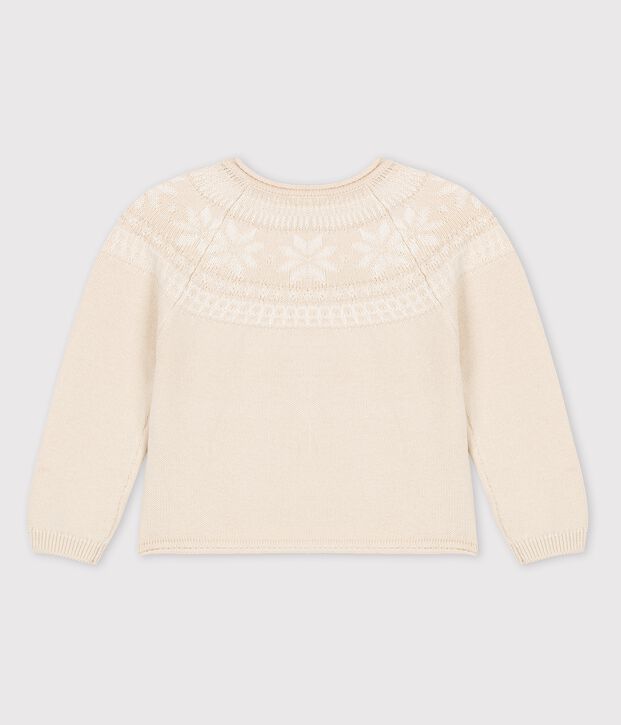 Meisjespull van wol en katoen beige/wit