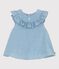 Blouse bébé en coton sans manches en chambray brodé bleu BLEU CLAIR