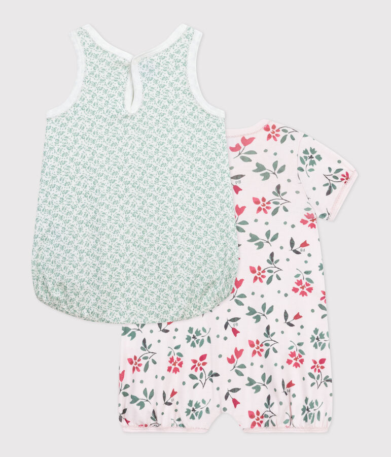 Setje met 2 korte katoenen babypakjes met bloemenprint multicouleur