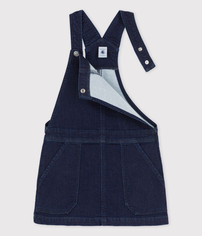 Robe salopette en denim enfant fille bleu DENIM BLEU FONCE