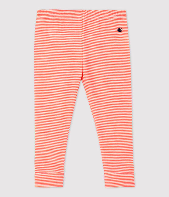 Legging en laine et coton bébé. orange OURSIN/blanc MARSHMALLOW