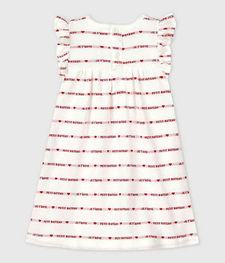 Robe body jacquard en coton bio b&eacute;b&eacute; blanc/rouge