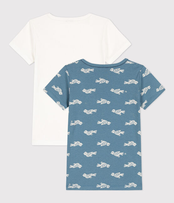 Set van 2 T-shirts met vogels en korte mouwen voor meisjes in katoen variante 1