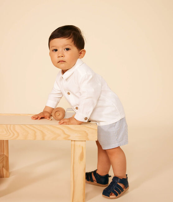 Chemise en piqué de coton bébé blanc ECUME