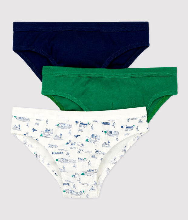 Lot de 3 slips imprim&eacute; transports petit gar&ccedil;on en coton multicouleur