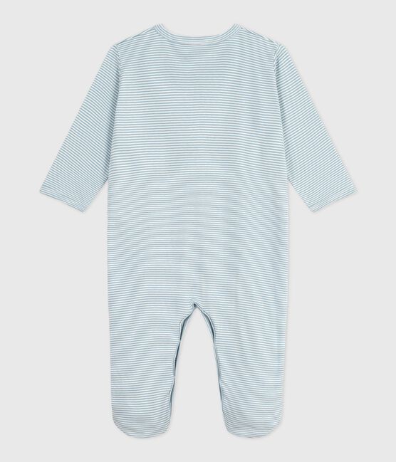 Pyjama bébé en coton à rayures milleraies ADRIATIC/ MARSHMALLOW