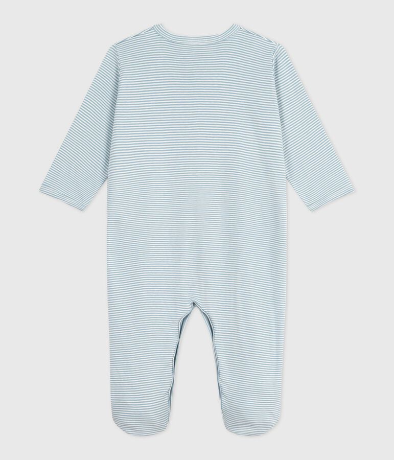 Katoenen babypyjama met milleraies-strepen blauw/wit