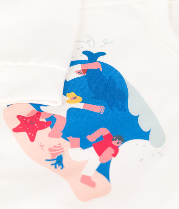 Sweatshirt voor baby's Petit Bateau x Water Family wit