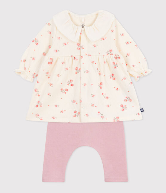 Robe bébé à col imprimé fleurs et legging en coton MILK/ MULTICO