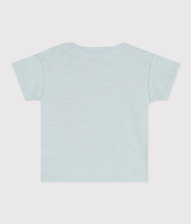 T-shirt met korte mouwen in gevlamde jersey voor babyjongens. groen