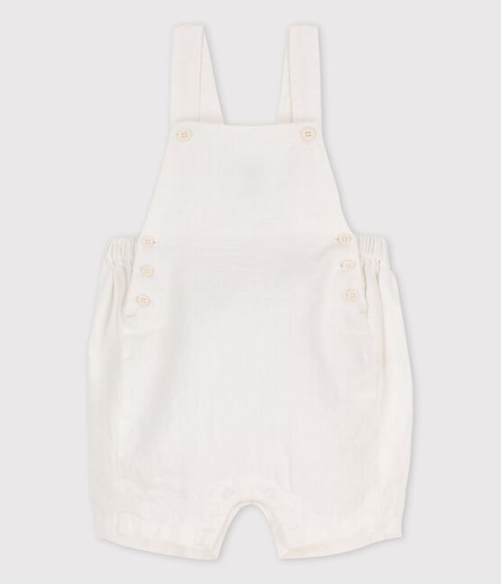 Salopette courte bébé en lin blanc ECUME