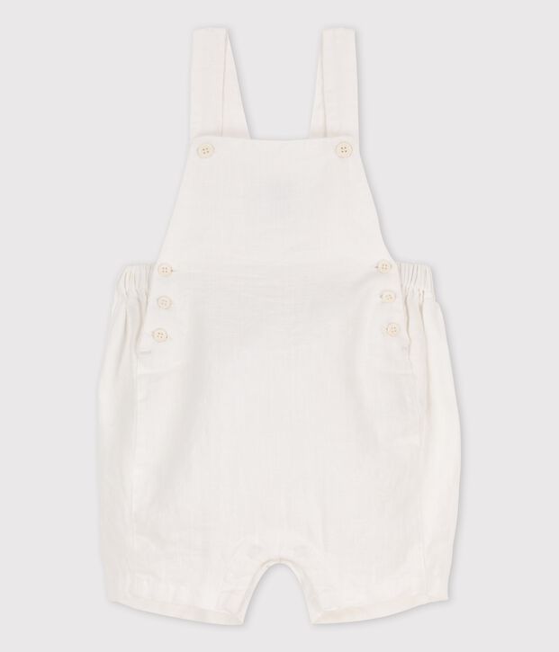 Korte linnen babysalopette wit