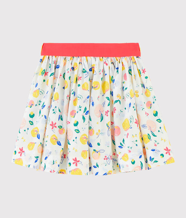 Rok van popeline voor meisjes wit/multicouleur