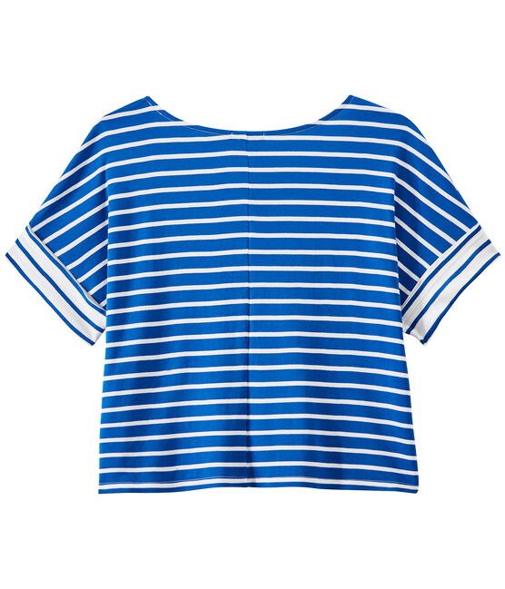 Oversized dames-T-shirt met streepjes blauw PERSE/wit MARSHMALLOW