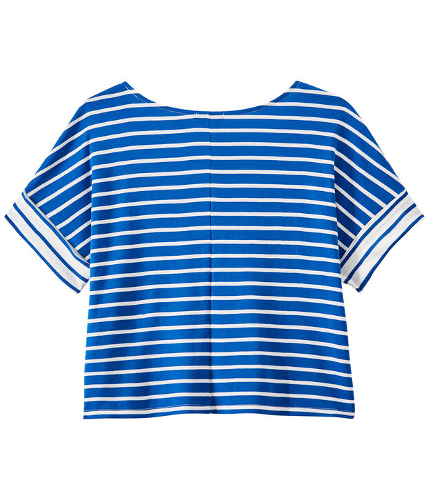 Oversized dames-T-shirt met streepjes blauw/wit
