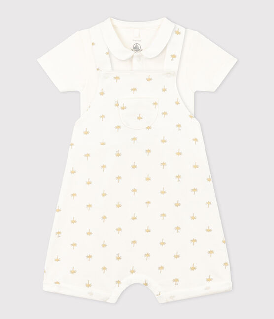 Ensemble salopette et body en coton bébé blanc MARSHMALLOW/blanc MULTICO