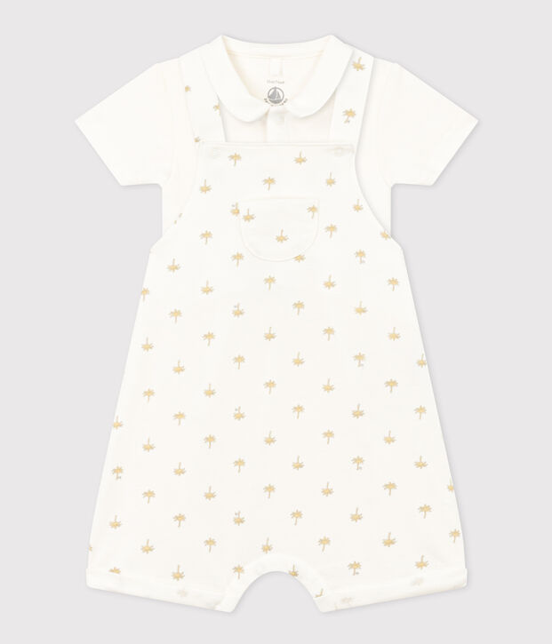Setje met katoenen salopette en body voor baby's wit/multicouleur