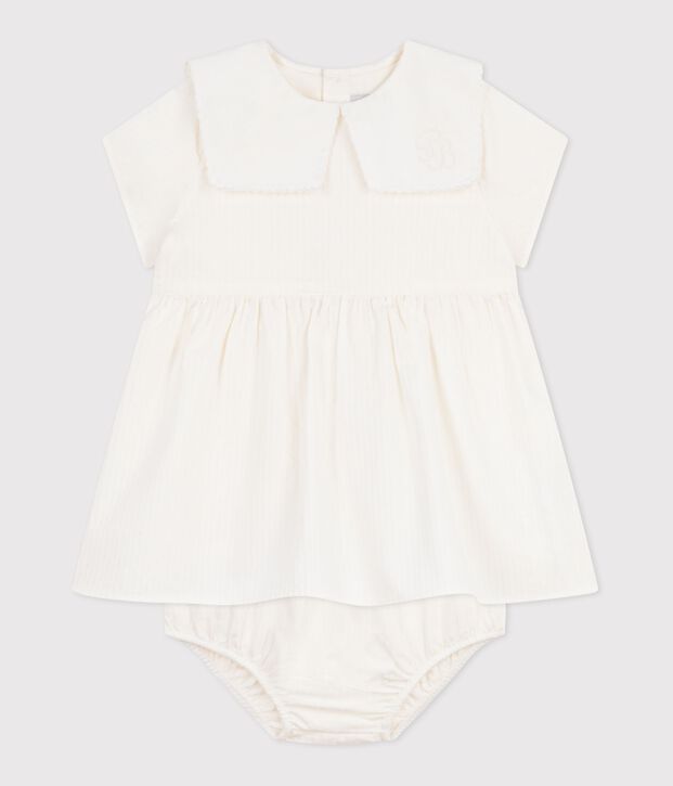Robe b&eacute;b&eacute; en coton manches courtes et son bloomer blanc
