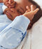 Katoenen babypyjama met kraag met walvisprint blauw/wit