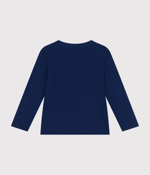 Tee-shirt manches longues en jersey fin enfant gar&ccedil;on bleu fonc&eacute;