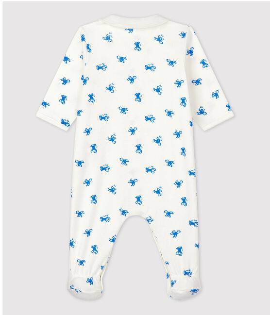 Dors-bien bébé en coton biologique blanc MARSHMALLOW/bleu BRASIER