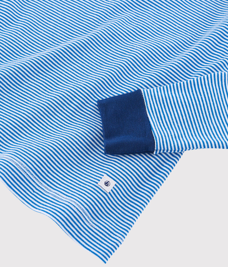 Pyjama milleraies bleu petit gar&ccedil;on en c&ocirc;te bleu/blanc