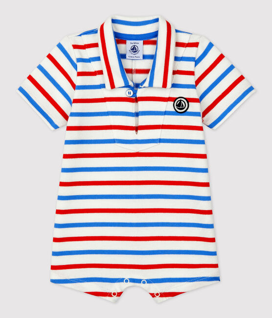 Kort pakje in dikke jerseystof voor baby's wit MARSHMALLOW/wit MULTICO