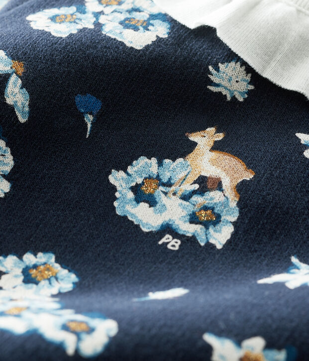 Robe manches longues b&eacute;b&eacute; fille imprim&eacute;e bleu/multicouleur