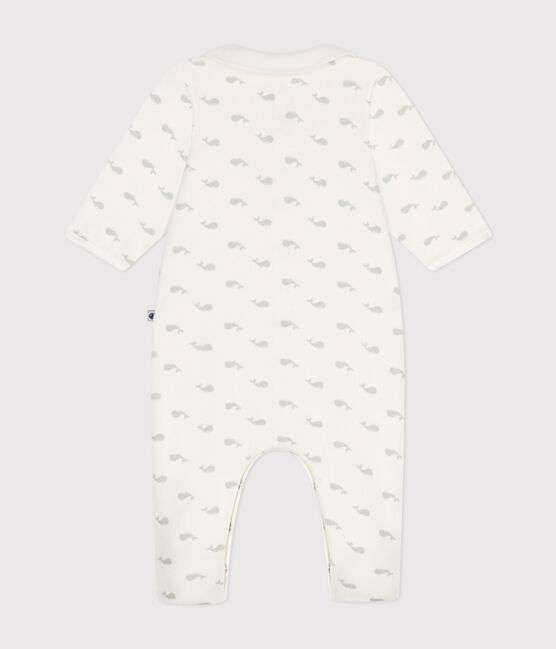 Fluwelen babypyjama wit MARSHMALLOW/ HERBIER