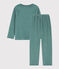 Fluwelen pyjama voor kleine meisjes en jongens blauw BRUT/wit MULTICO