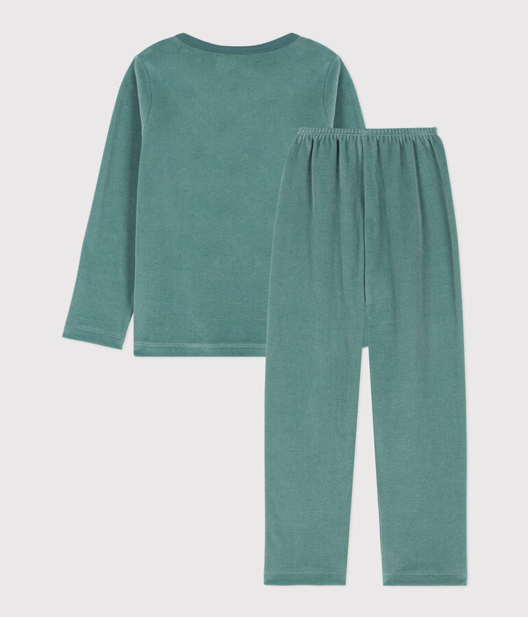 Pyjama en velours enfant vert/multicouleur