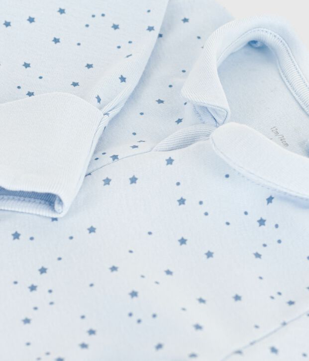 Katoenen babypyjama met kraagje en sterrenprint blauw/blauw