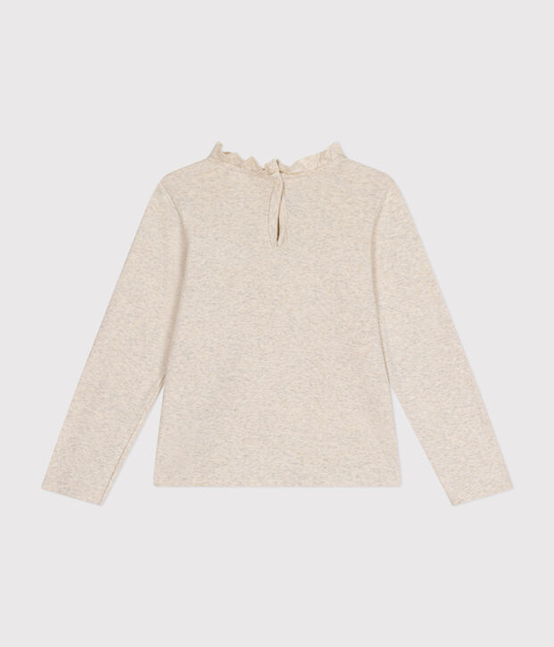 T-shirt met lange mouwen van ribstof voor meisjes beige