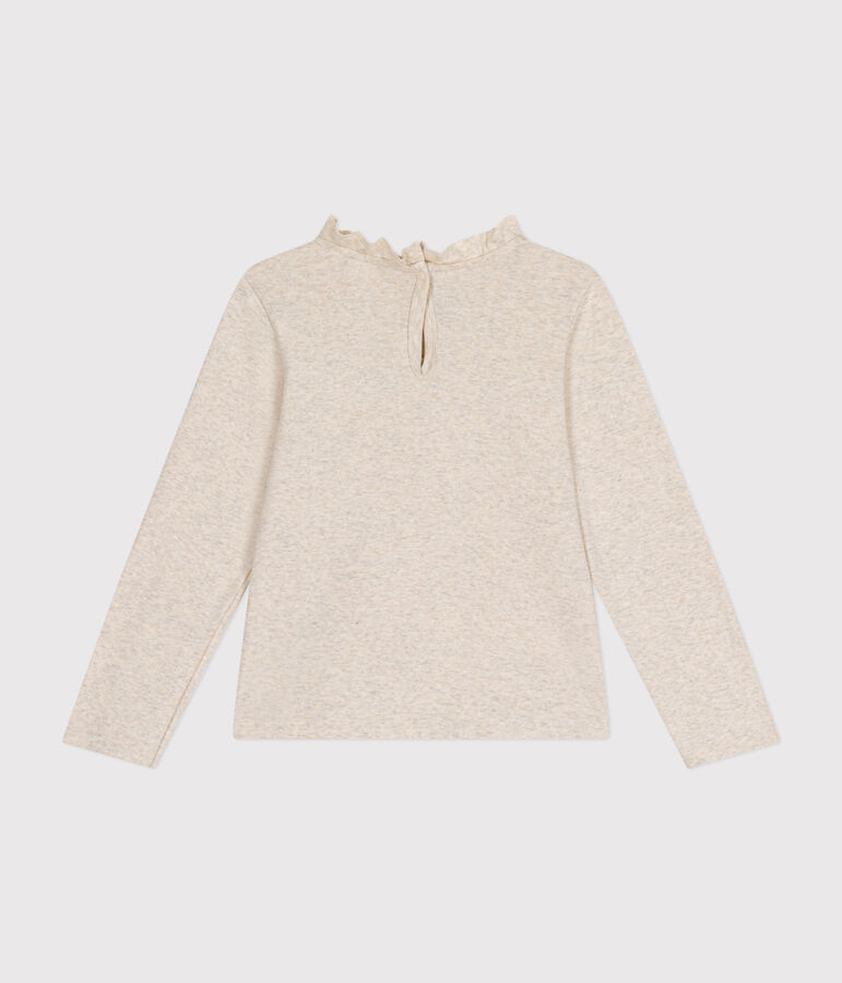 T-shirt met lange mouwen van ribstof voor meisjes beige