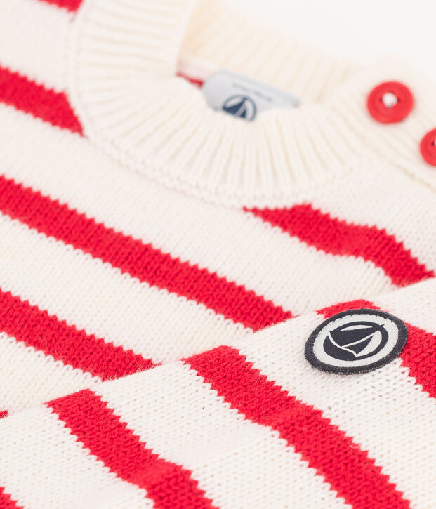 Babytrui in jersey wit/rood