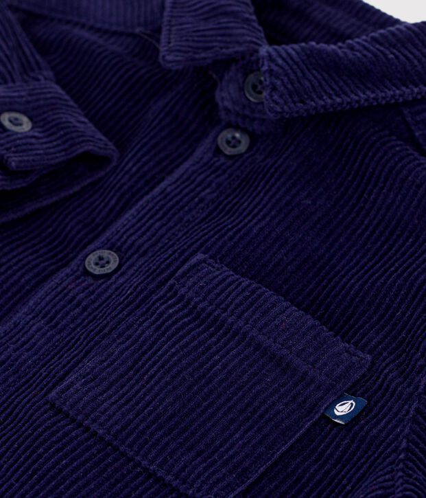 Chemise b&eacute;b&eacute; en velours uni bleu marine