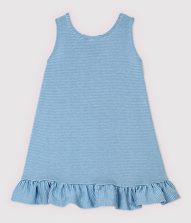 Robe en coton bio b&eacute;b&eacute;. bleu/blanc