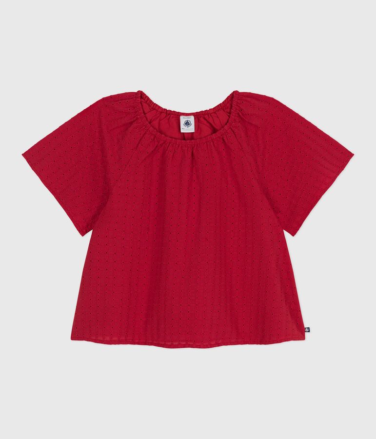 Blouse enfant en coton manches courtes &agrave; motif fleurie SPI