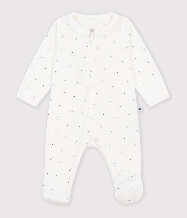 Katoenen babypyjama met bloemenprint wit/multicouleur