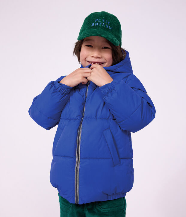 Effen donsjack voor kinderen blauw
