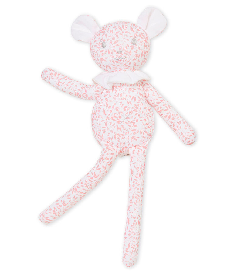 Doudou agneau jersey imprim&eacute; blanc/rose