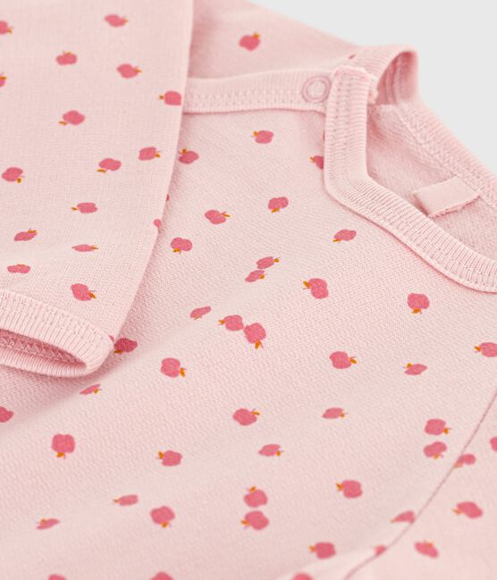 Babypyjama van geruwde fleece met print roze JOLI/wit MULTICO