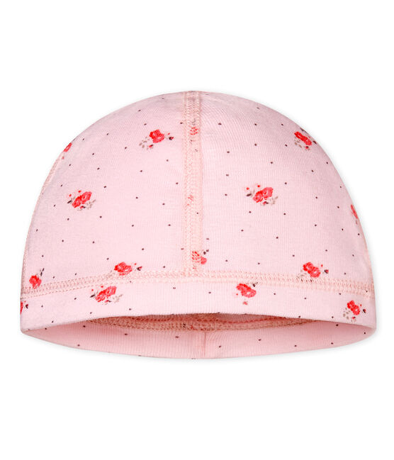 Bonnet naissance bébé mixte imprimé rose VIENNE/blanc MULTICO