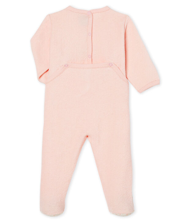 Slaappakje babymeisje van extra warme geruwde boucl&eacute;badstof roze