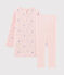 Chemise de nuit manches longues imprimée pingouin petite fille en jersey double face rose MINOIS/blanc MULTICO