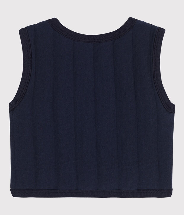 Veste b&eacute;b&eacute; sans manche en tubique matelass&eacute; bleu marine