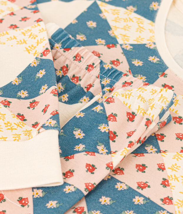 Damespyjama patchwork van katoen ecru/multicouleur